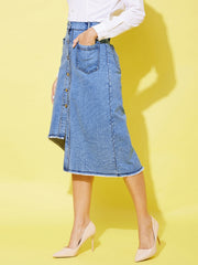 Women's Denim Hi Lo Skirt