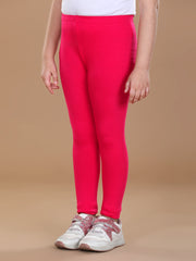 Girls Fuchsia Solid Legging