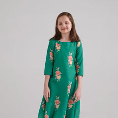 Jade Green Dhoti Jumpsuit Kids