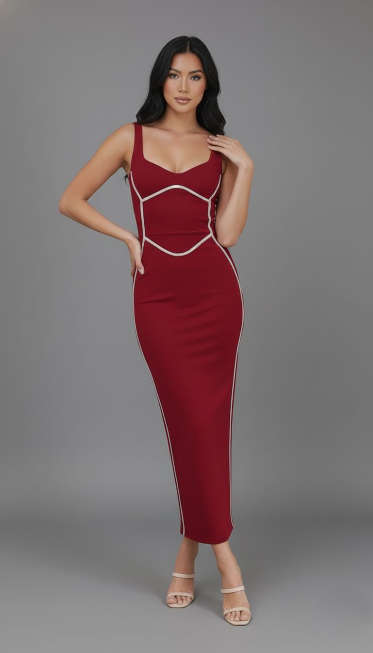 Maroon Bodycon Dress-ADR-19816