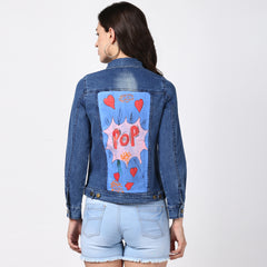 Women's Hand Painted Denim Jacket-Pop