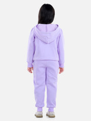 Girls Lavender Home S'Cool Printed Hooded Track Suit Set