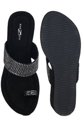 Shezone - Casual Fashion Sandals 3 Inches Wedge Open Back Round Toe Heels