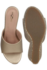 Casual Fashion Mules 5 Inches Wedge Open Back Round Toe Heels