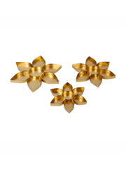 Gold-Toned 3 Pieces Flower Shape Urli Bowls
