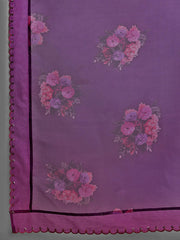 Indo Era - Purple Embroidered Straight Kurta Trousers set