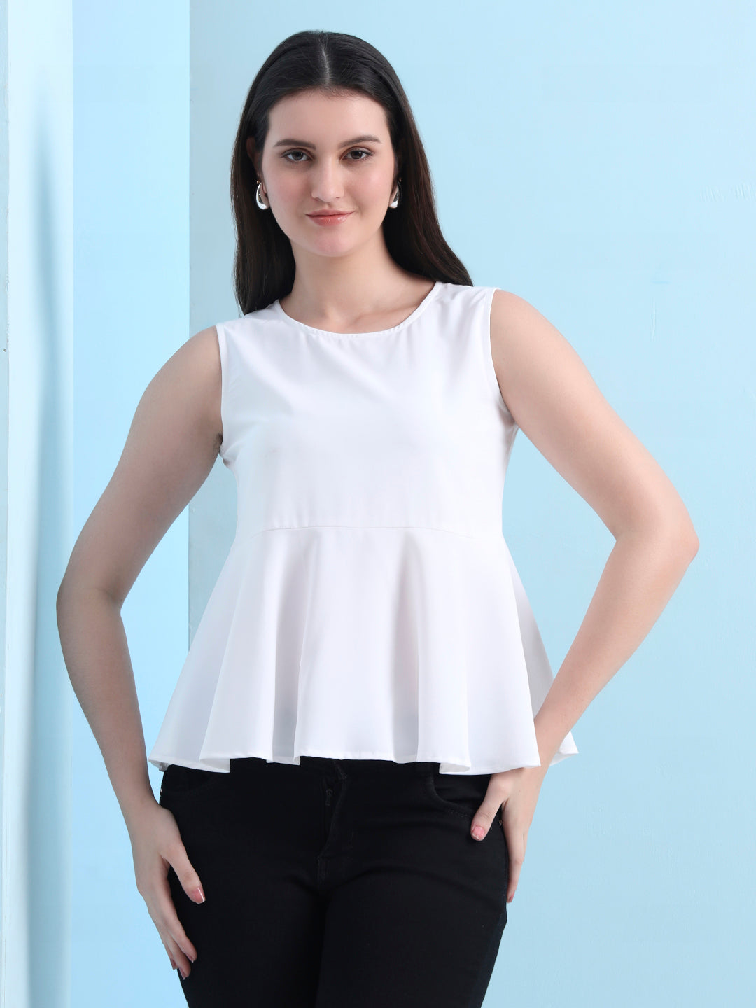 casual sleeveless solid women top