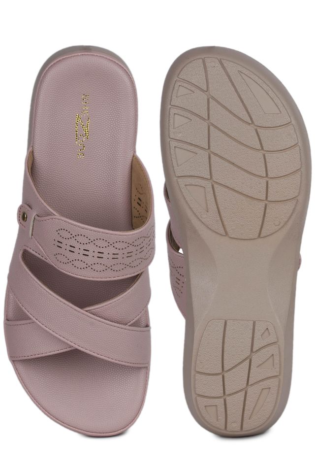 Peach Casual Open Back 1 inch Platform Heels