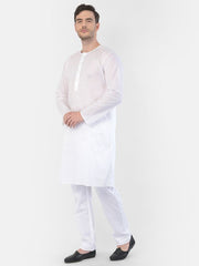 VASTRAMAY - Men's White Cotton Addi Kurta Pyjama Set