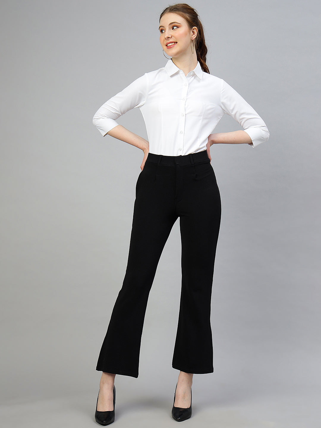 fithub spread collar opaque regular fit formal shirt