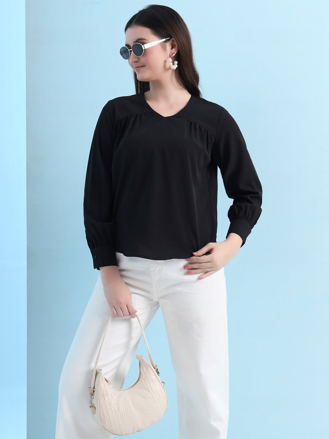 casual puff sleeves solid women top 5