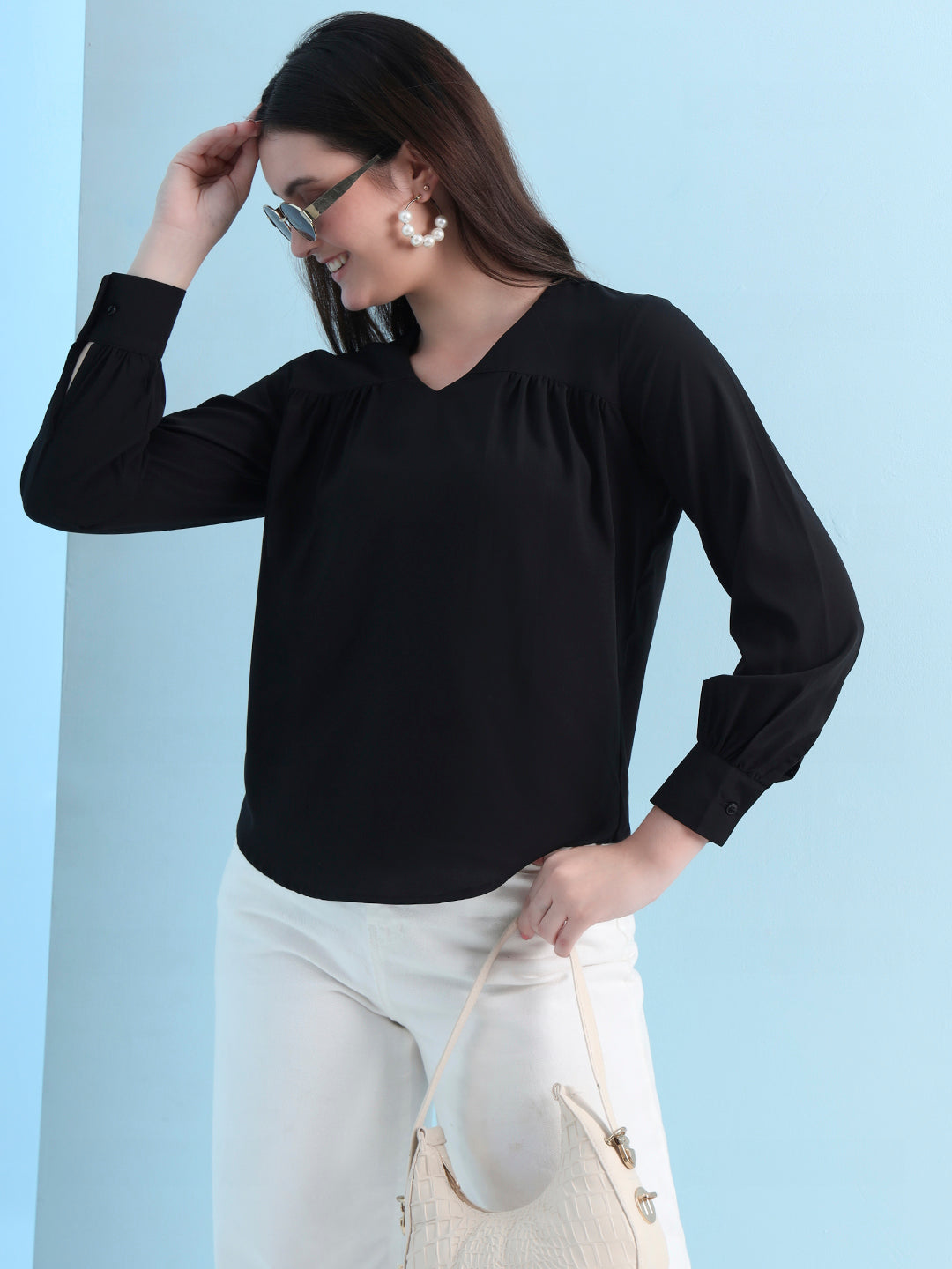 casual puff sleeves solid women top 5