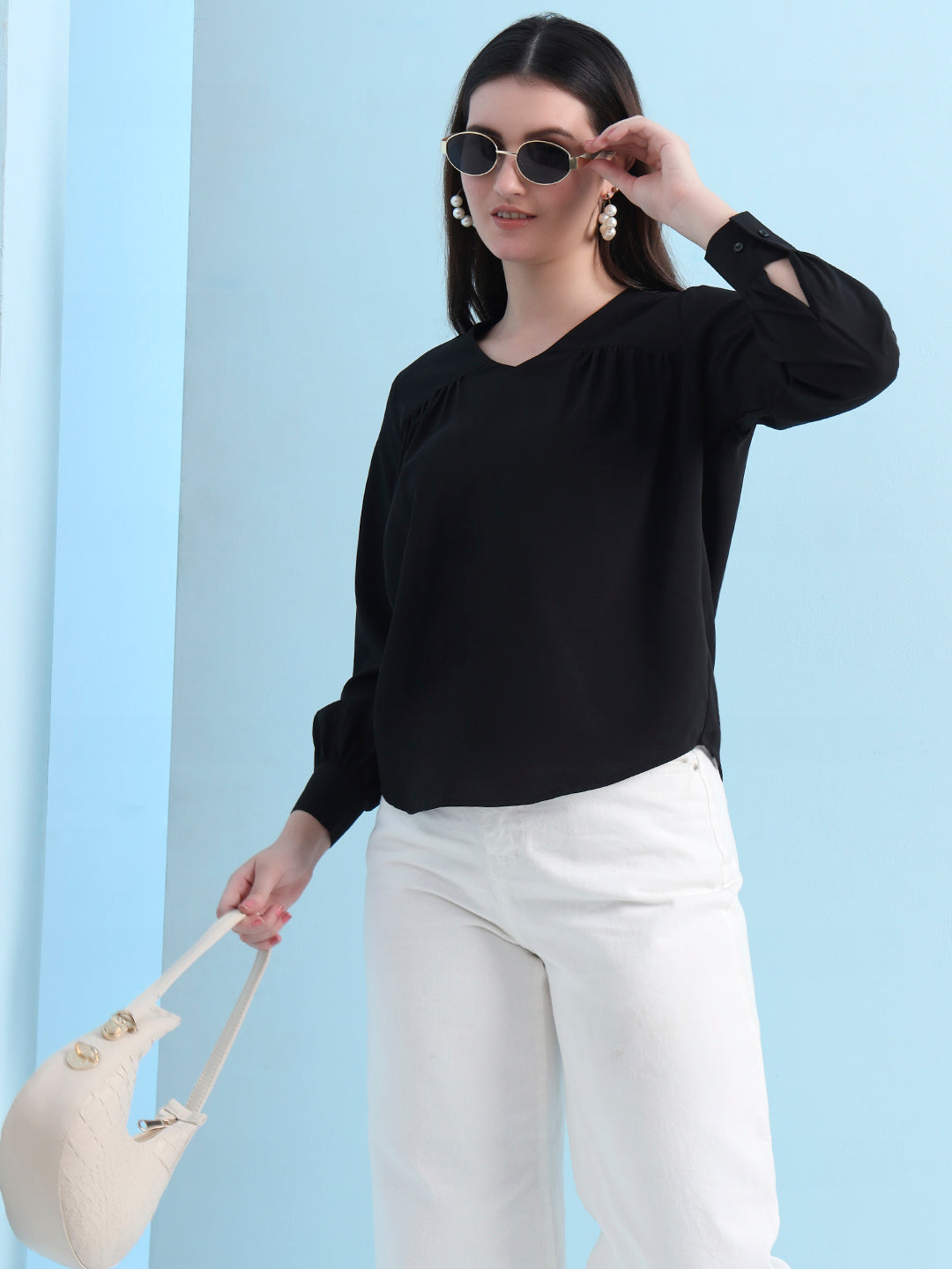 casual puff sleeves solid women top 5
