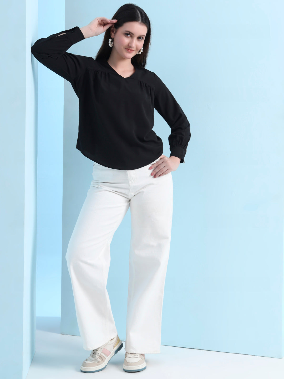 casual puff sleeves solid women top 5