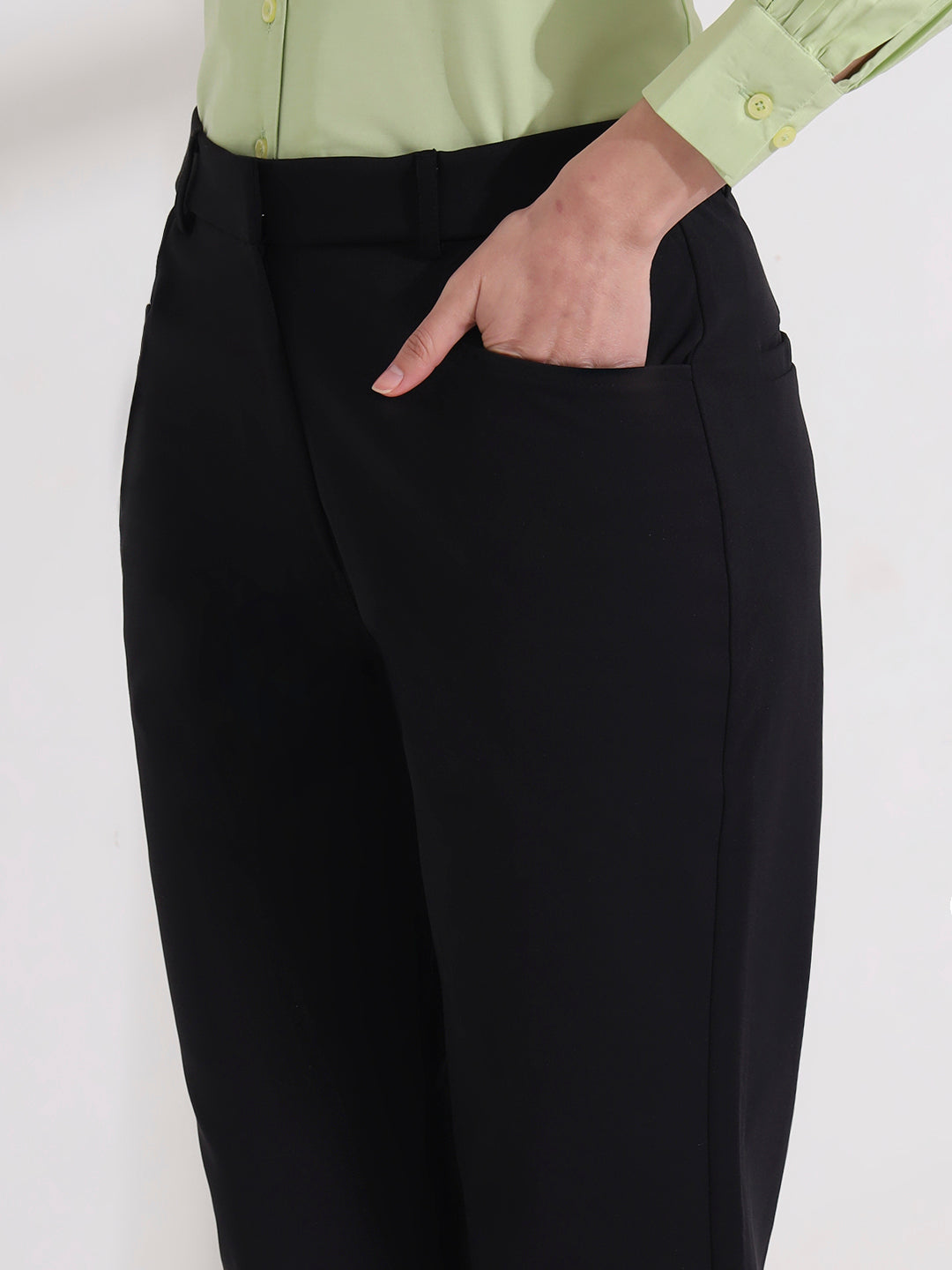 women comfort high rise regular fit formal pant 2