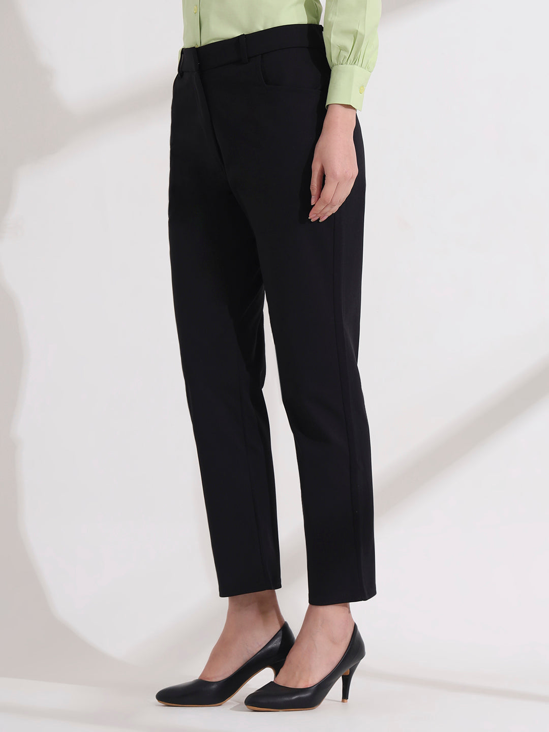 women comfort high rise regular fit formal pant 2