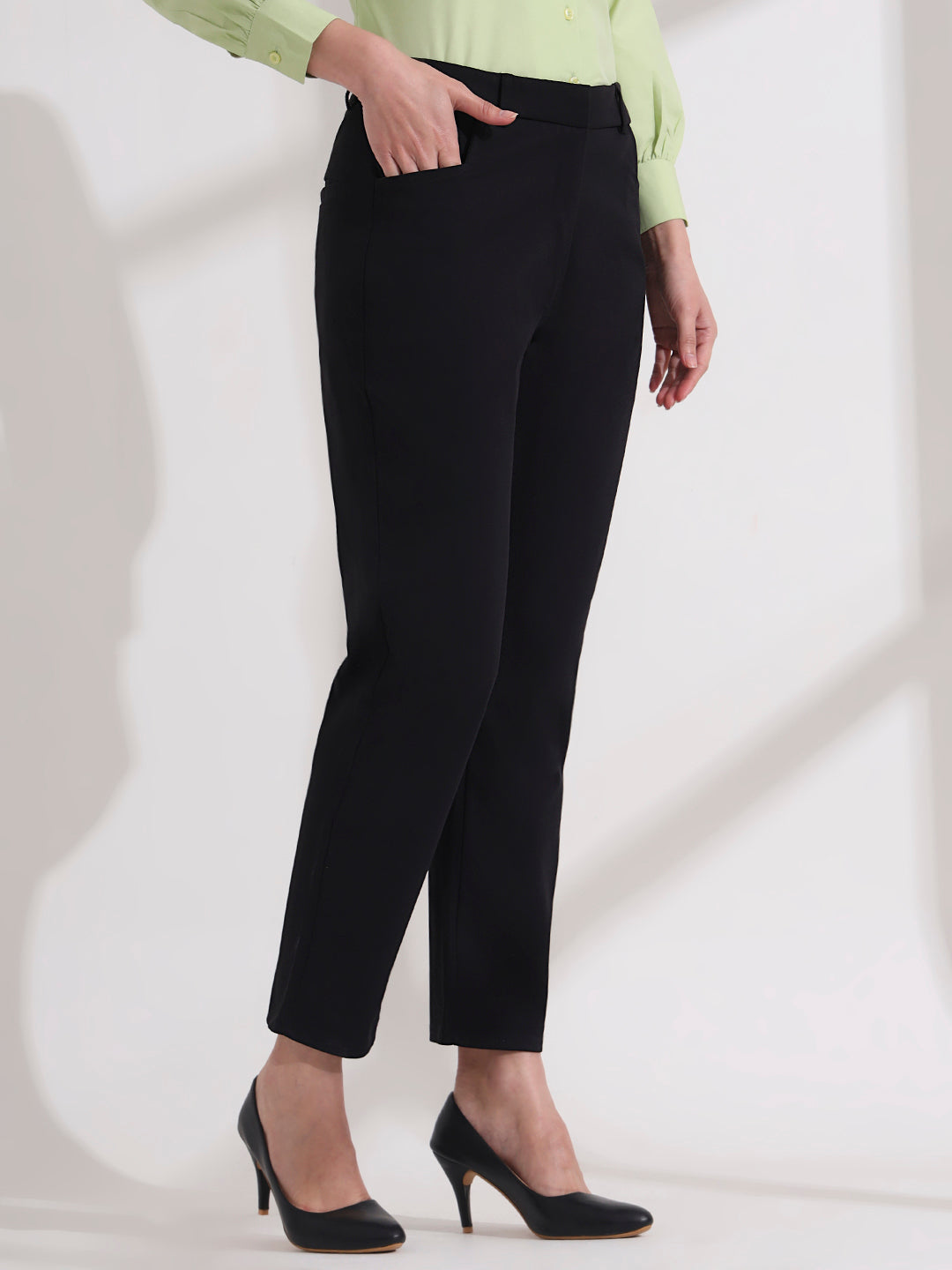women comfort high rise regular fit formal pant 2