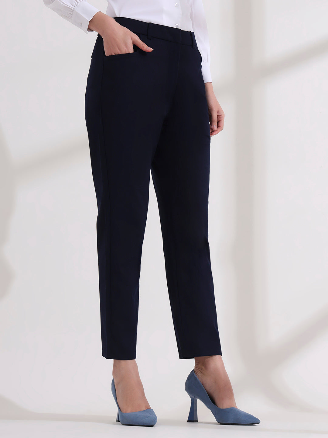 women comfort high rise regular fit formal pant 2