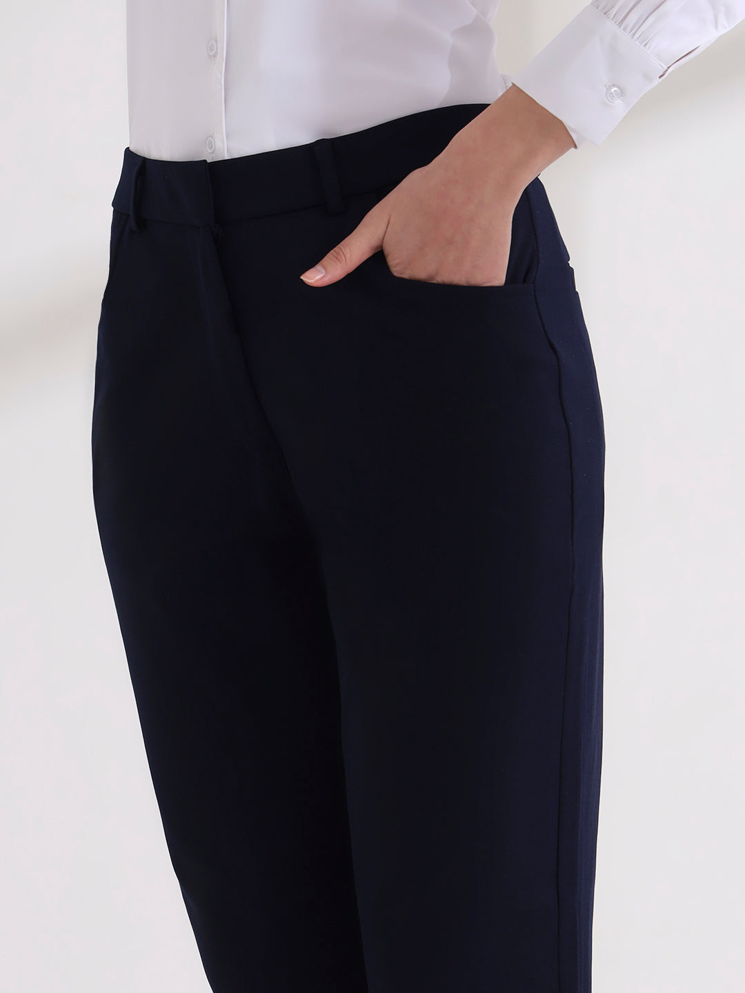 women comfort high rise regular fit formal pant 2
