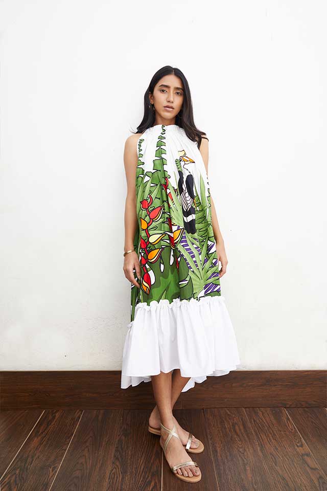 Modestt - Garden print pleated long dress