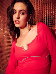 athena square neck mini bodycon dress