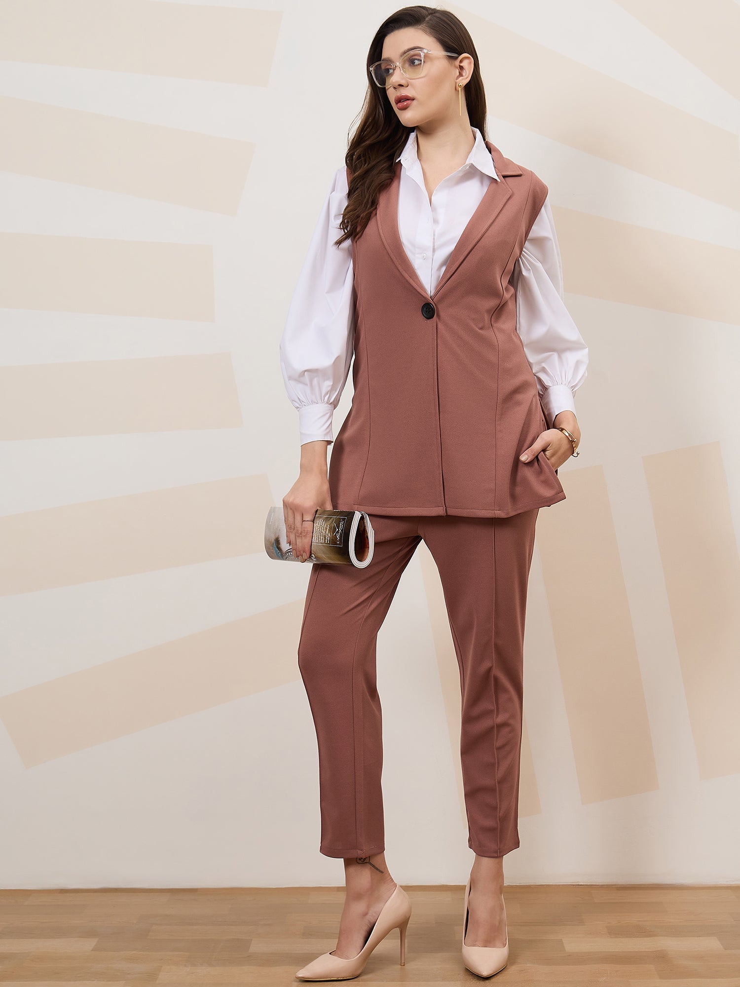 athena immutable v neck sleeveless slim fit blazer with trousers 1