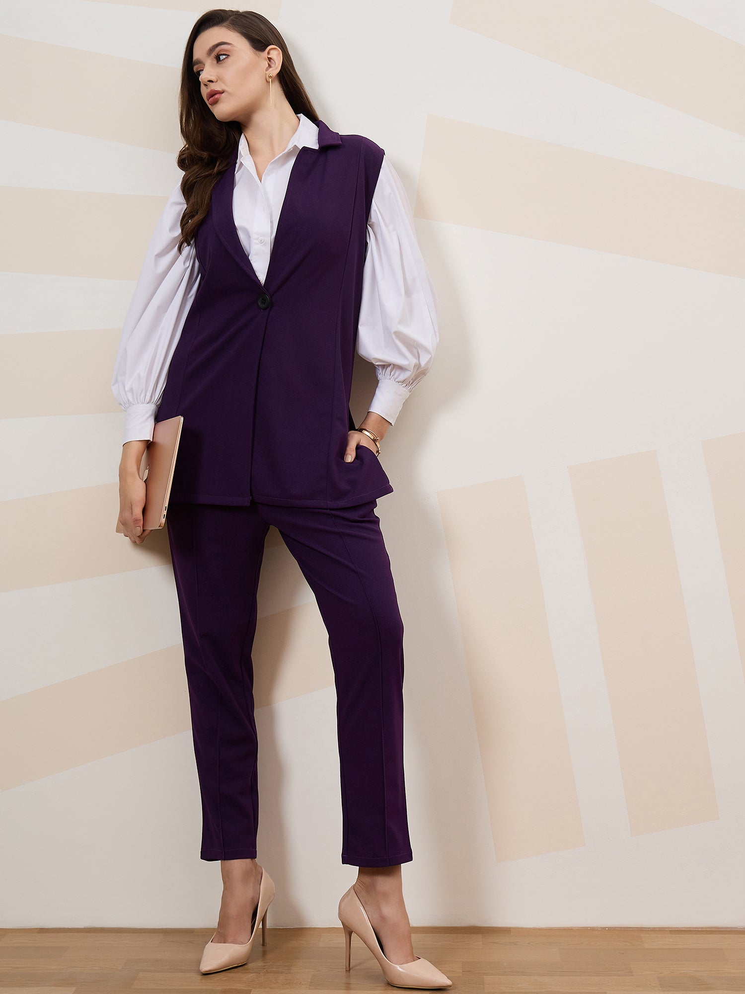 athena immutable v neck sleeveless slim fit blazer with trousers 2