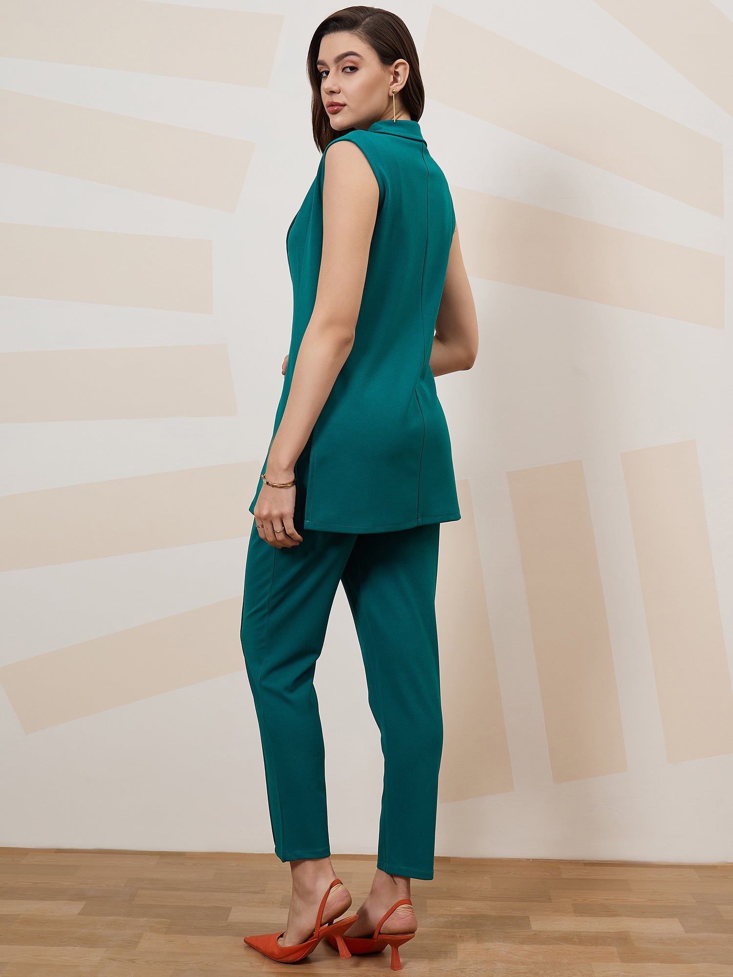 athena immutable v neck sleeveless slim fit blazer with trousers