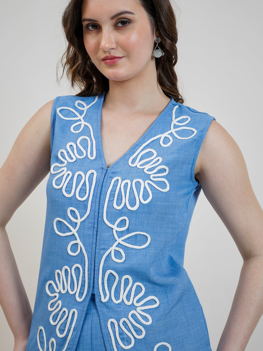embroidered linen top with trousers
