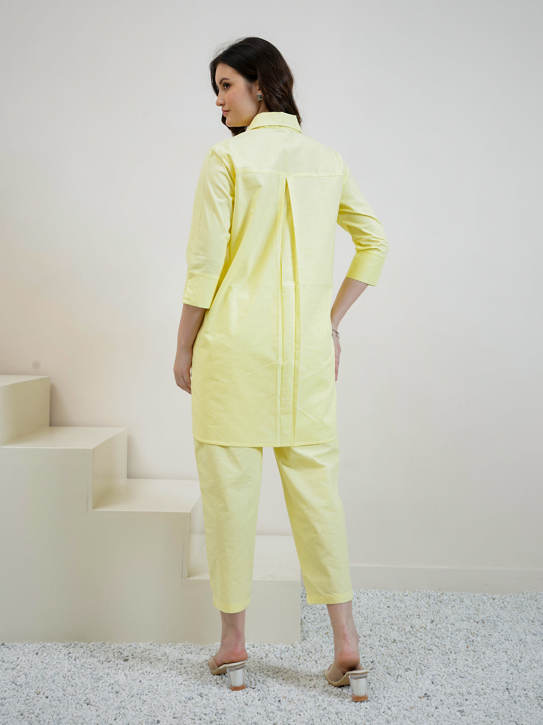 embroidered pure cotton shirt collar shirt with trousers co ords 2