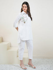 embroidered shirt with trouser co ords