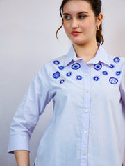 shally bhasin by athena spread collar embellished standard relaxed fit cotton shirt