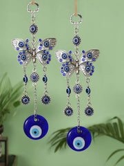Set of 2 Blue Butterfly Evil Eye Door Wall Hanging