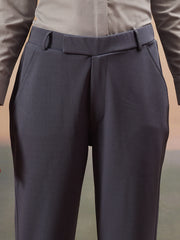 women mid rise wrinkle free plain formal trousers 1