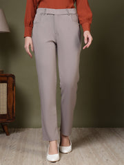 women high rise slim fit formal office wear trousers 1