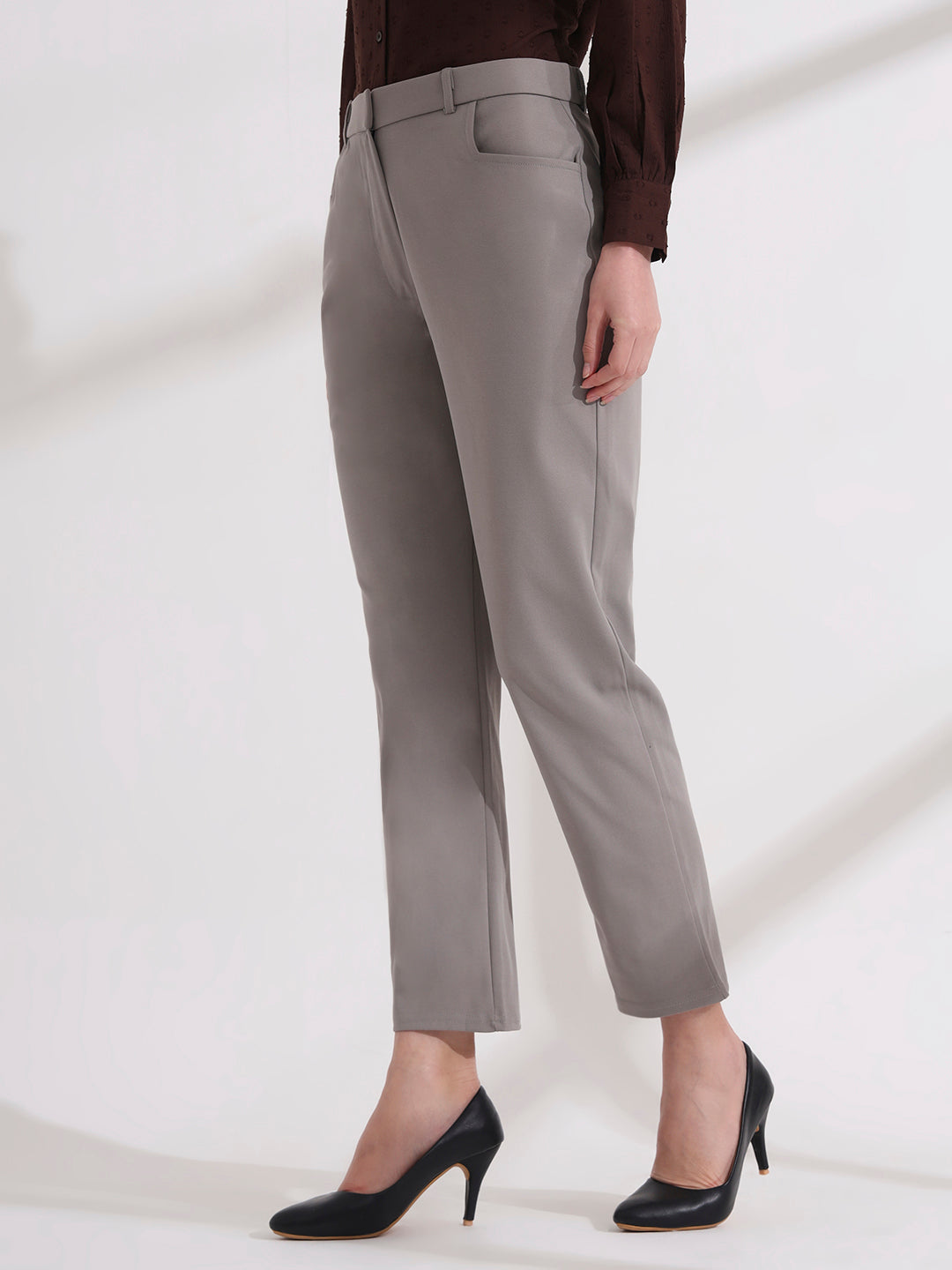 women comfort high rise regular fit formal pant 2