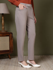 women high rise slim fit formal office wear trousers 1