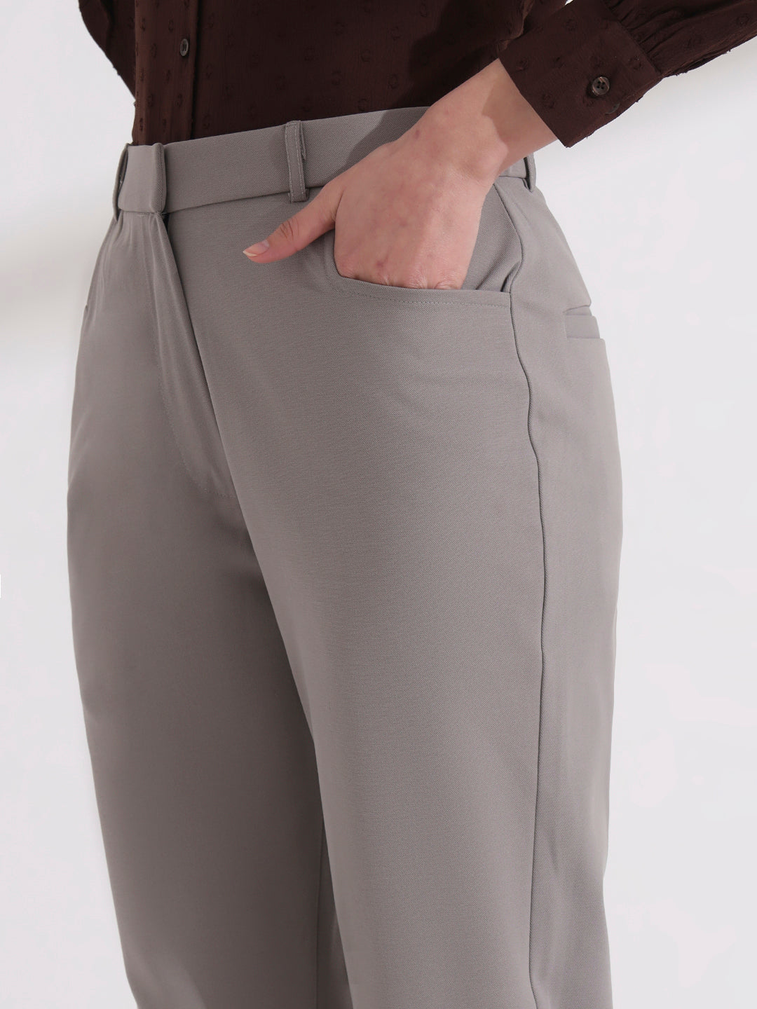 women comfort high rise regular fit formal pant 2