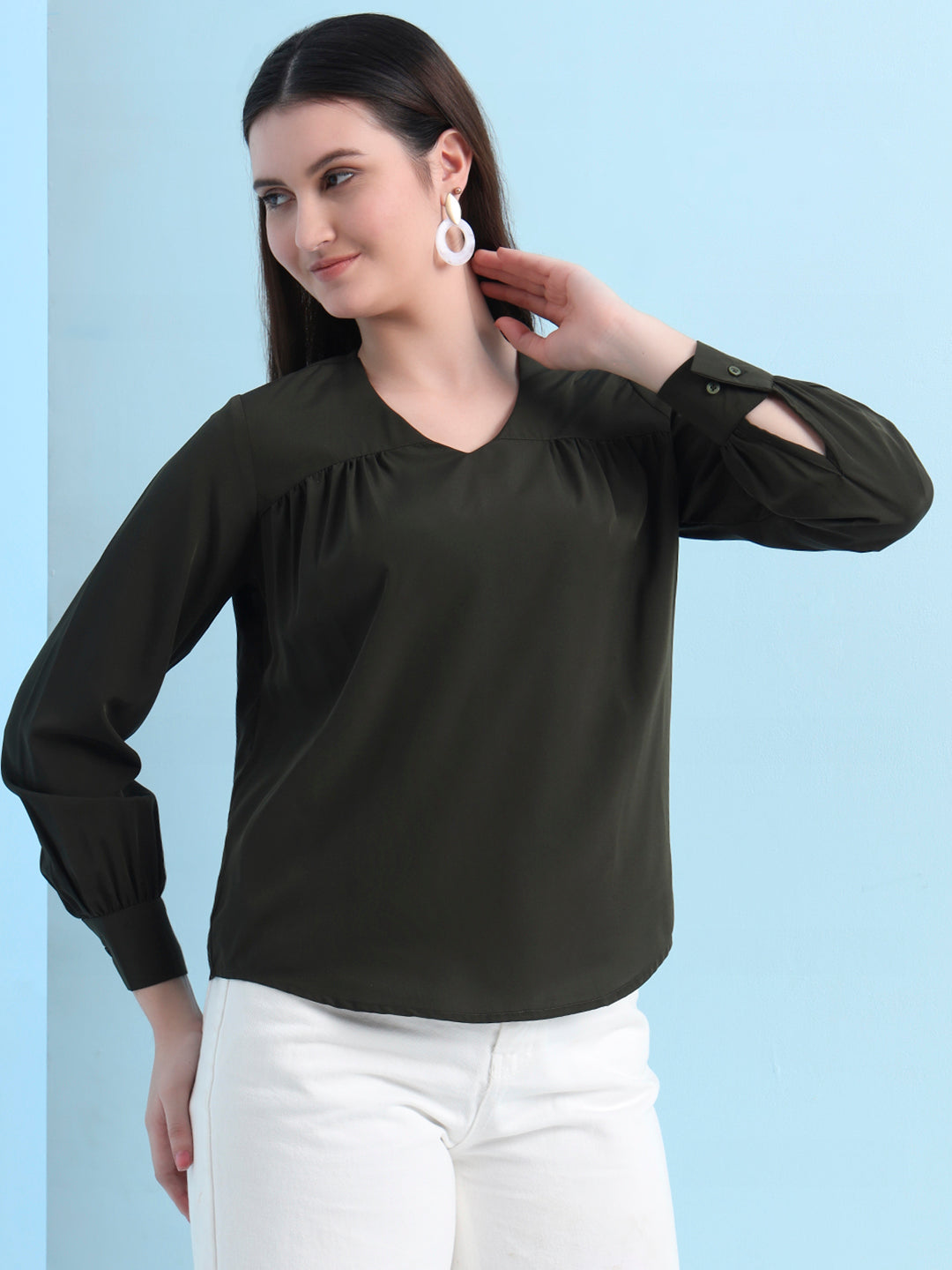 casual puff sleeves solid women top 5