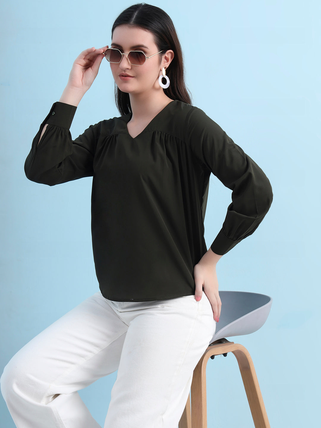casual puff sleeves solid women top 5