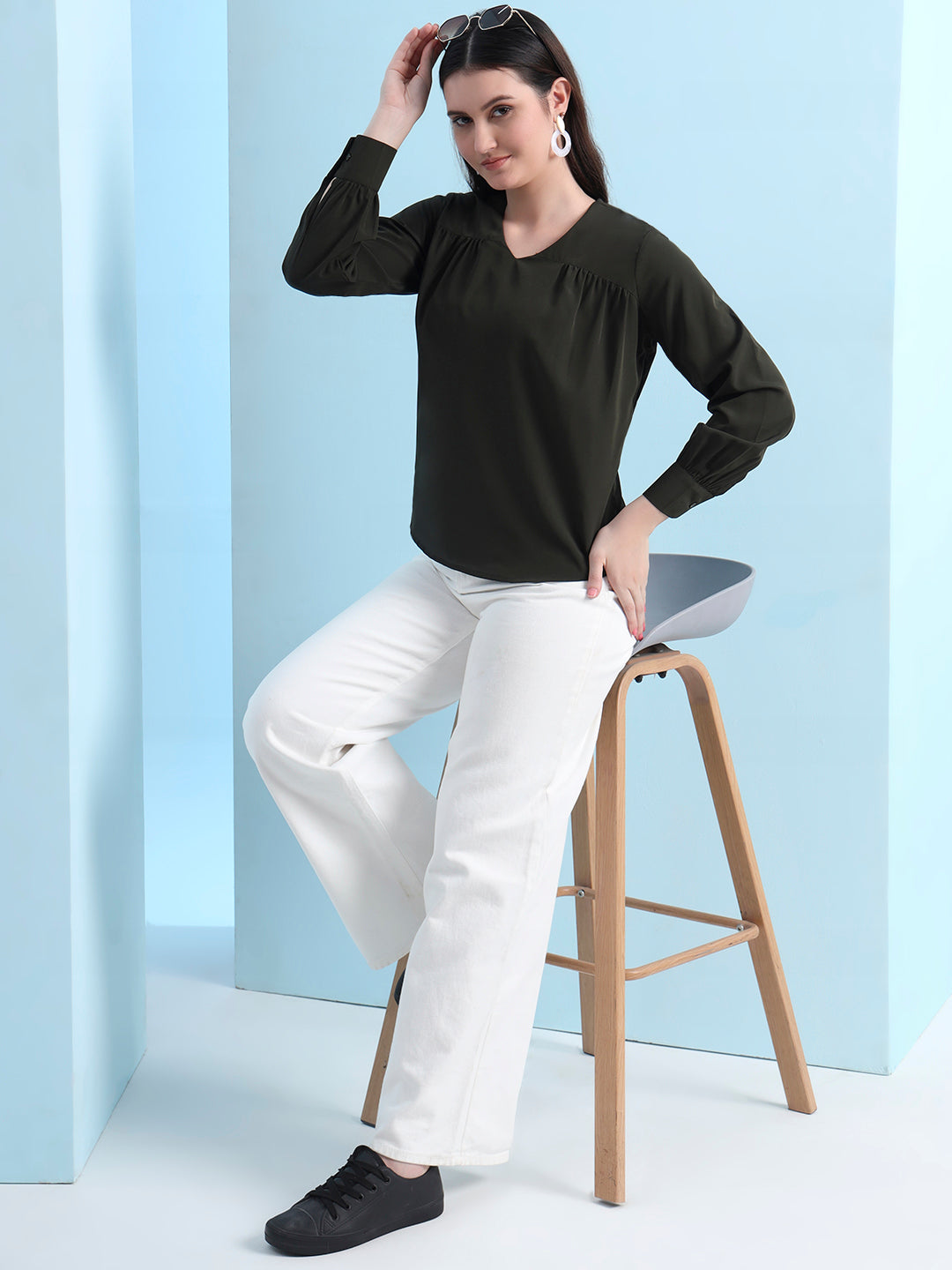 casual puff sleeves solid women top 5