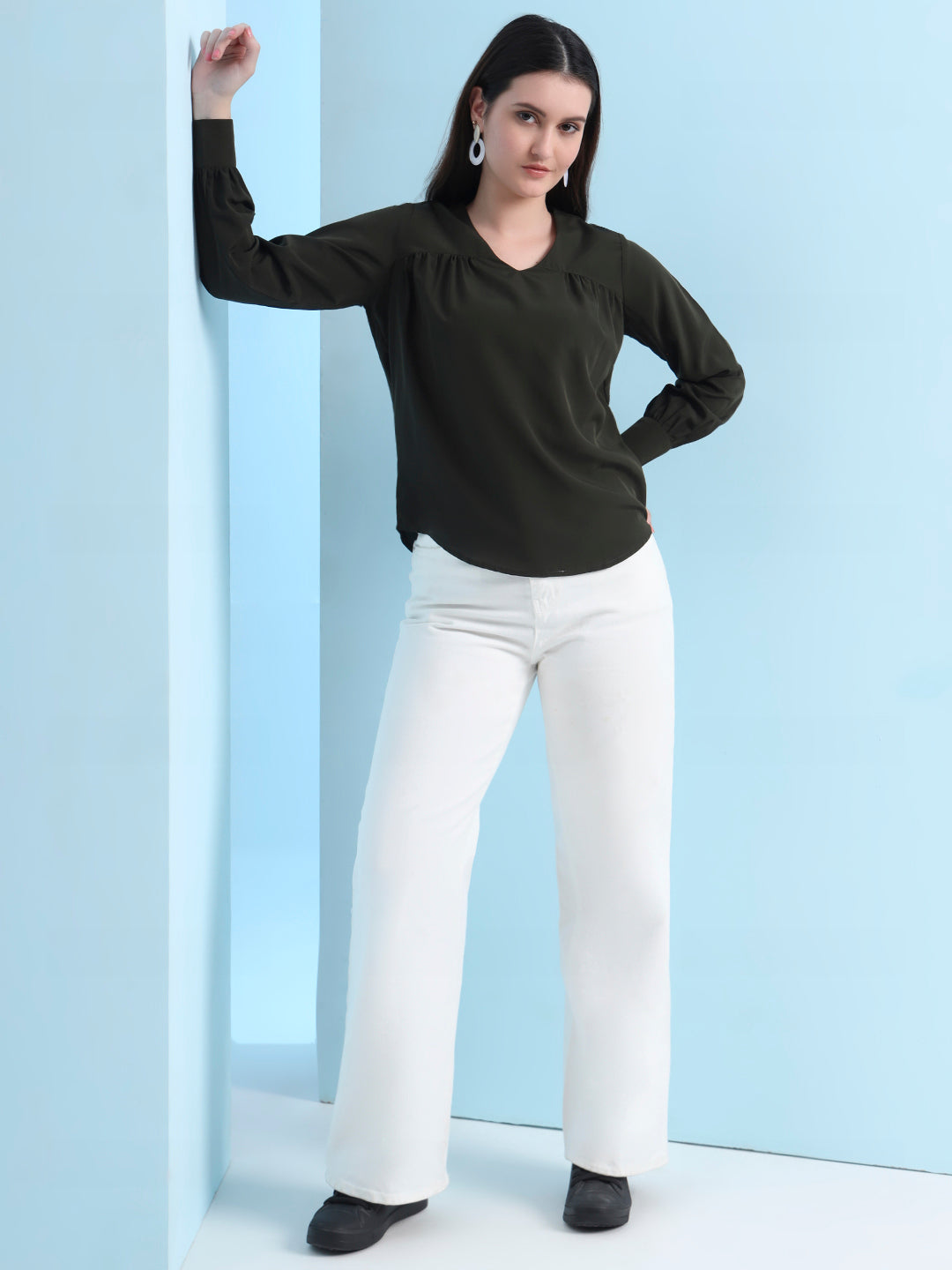 casual puff sleeves solid women top 5