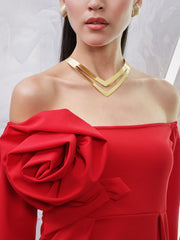 athena off shoulder corsage sheath dress