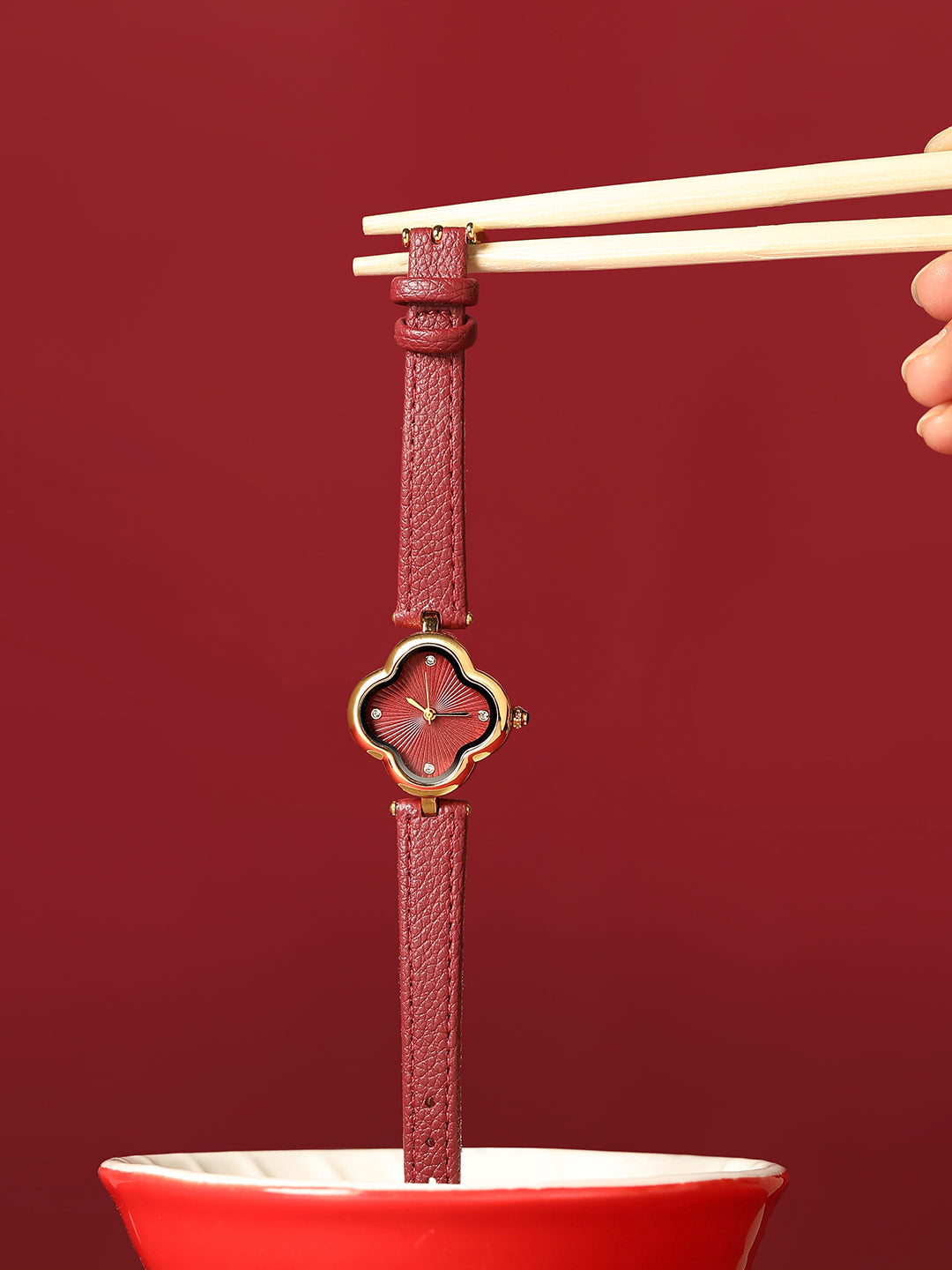 The Bloom Dial Watch - Ruby Red
