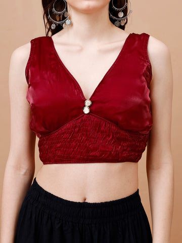 V-Neck Organza Saree Blouse