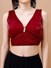 V-Neck Organza Saree Blouse