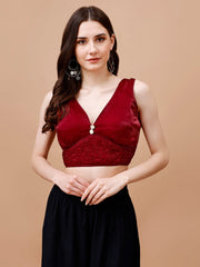 V-Neck Organza Saree Blouse