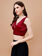 V-Neck Organza Saree Blouse
