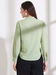 womens opaque regular sleeves shirt style top