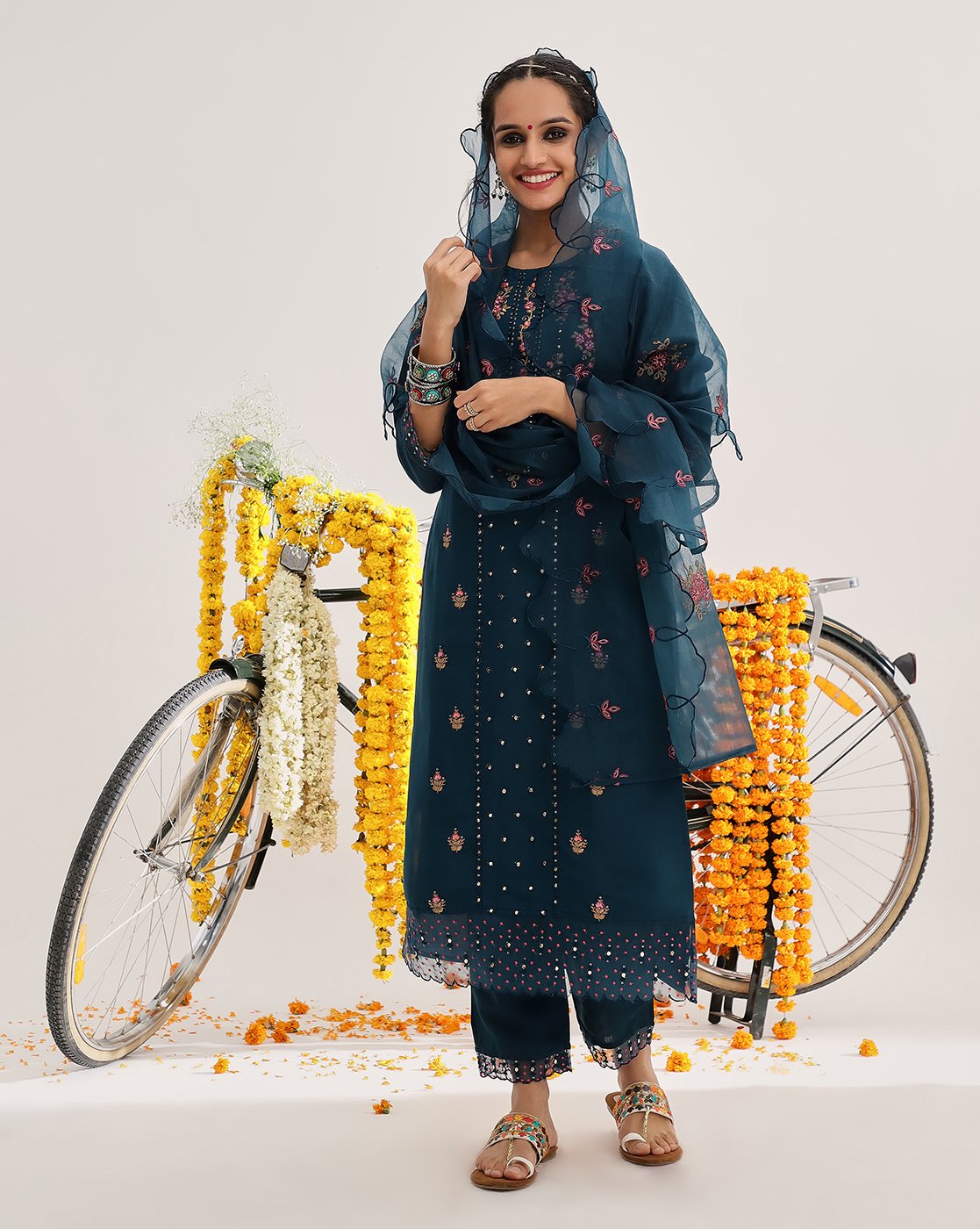 Blue Embroidered Kurta Set